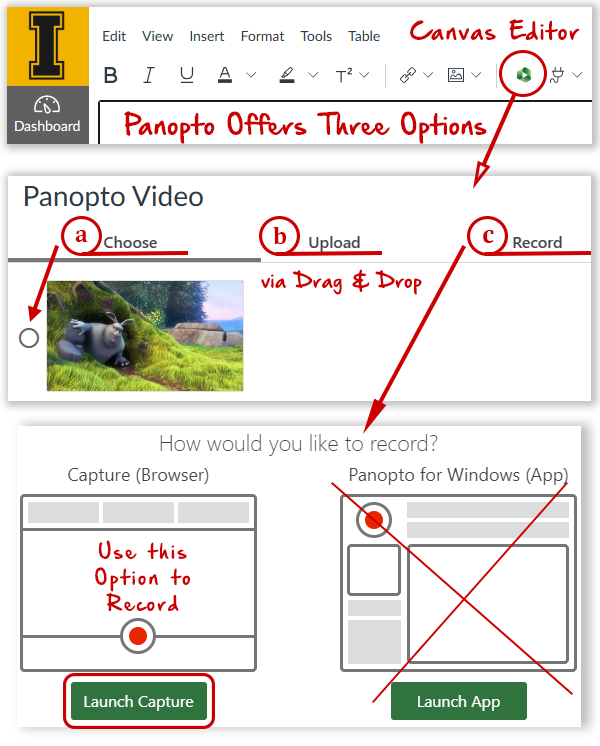 Opening Panopto from the Canvas Editor