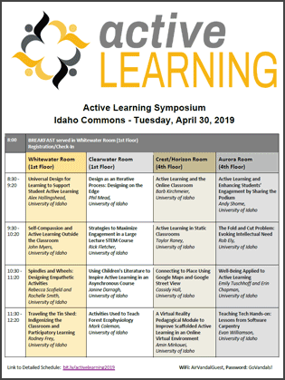 2019 Spring Active Learning Symposium Schedule