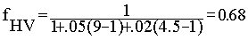 fhv=1/(1+0.05*(9-1)+0.02*(4.5-1))=0.68