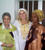 Charlene, Jessie & her host mother in Dakar